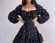 Квіткова сукня з воланами та шнуровкою по спинці Квіткова сукня з воланами та шнуровкою по спинці | PUSHKA SHOP