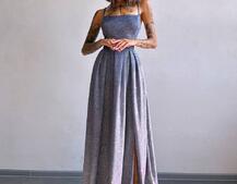 Сяюча сукня максі  зі шнурівкою на спинці | PUSHKA SHOP