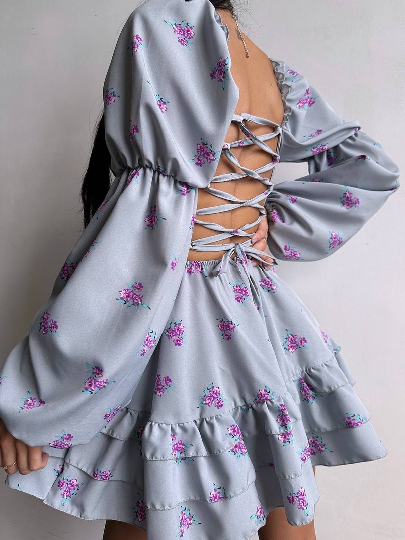 Сукня з квітковим принтом з воланами на ґудзиках  Сукня з квітковим принтом з воланами на ґудзиках  | PUSHKA SHOP