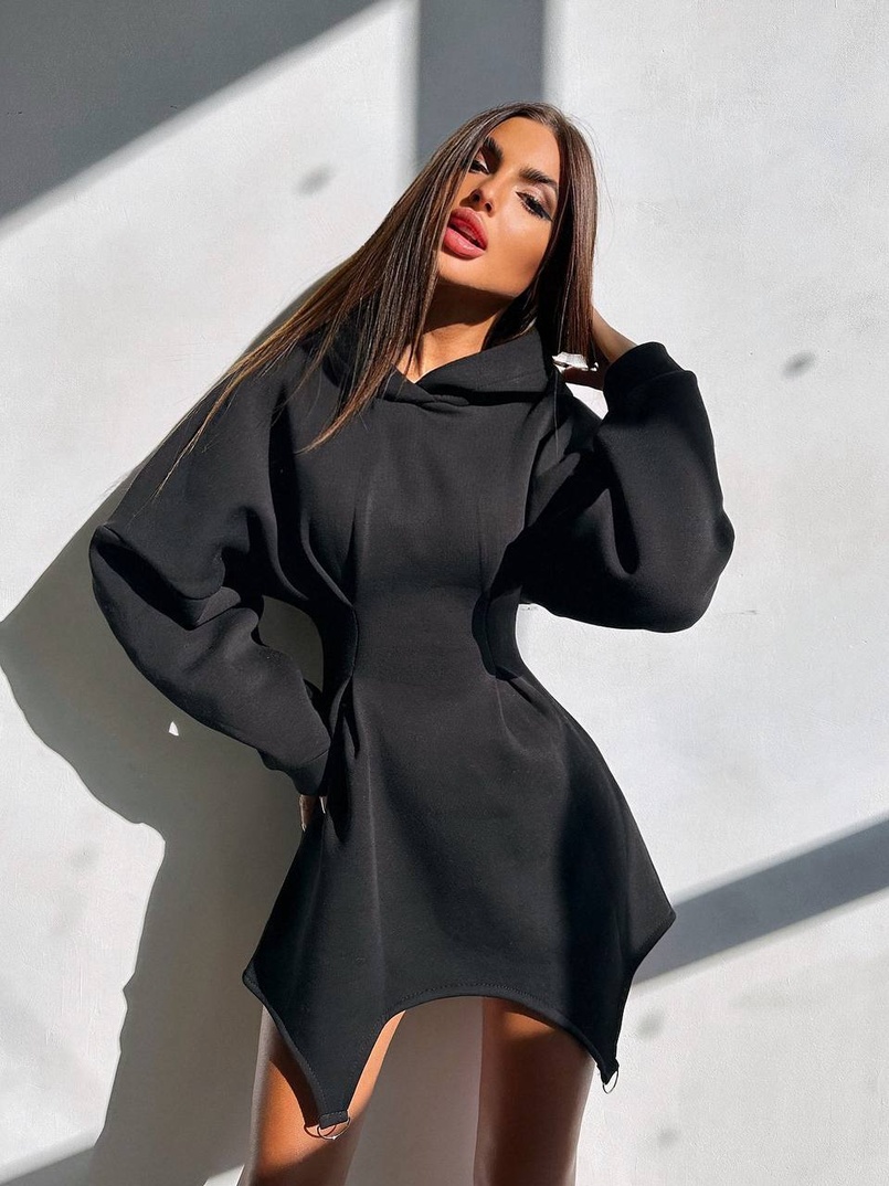 Тепле приталене худі з капюшоном на флісі + корсет на шнурівці Можна носити з корсетом та без | PUSHKA SHOP