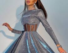 Приталена блискуча сукня з корсетною вставкою та пишною спідницею-сонцем | PUSHKA SHOP