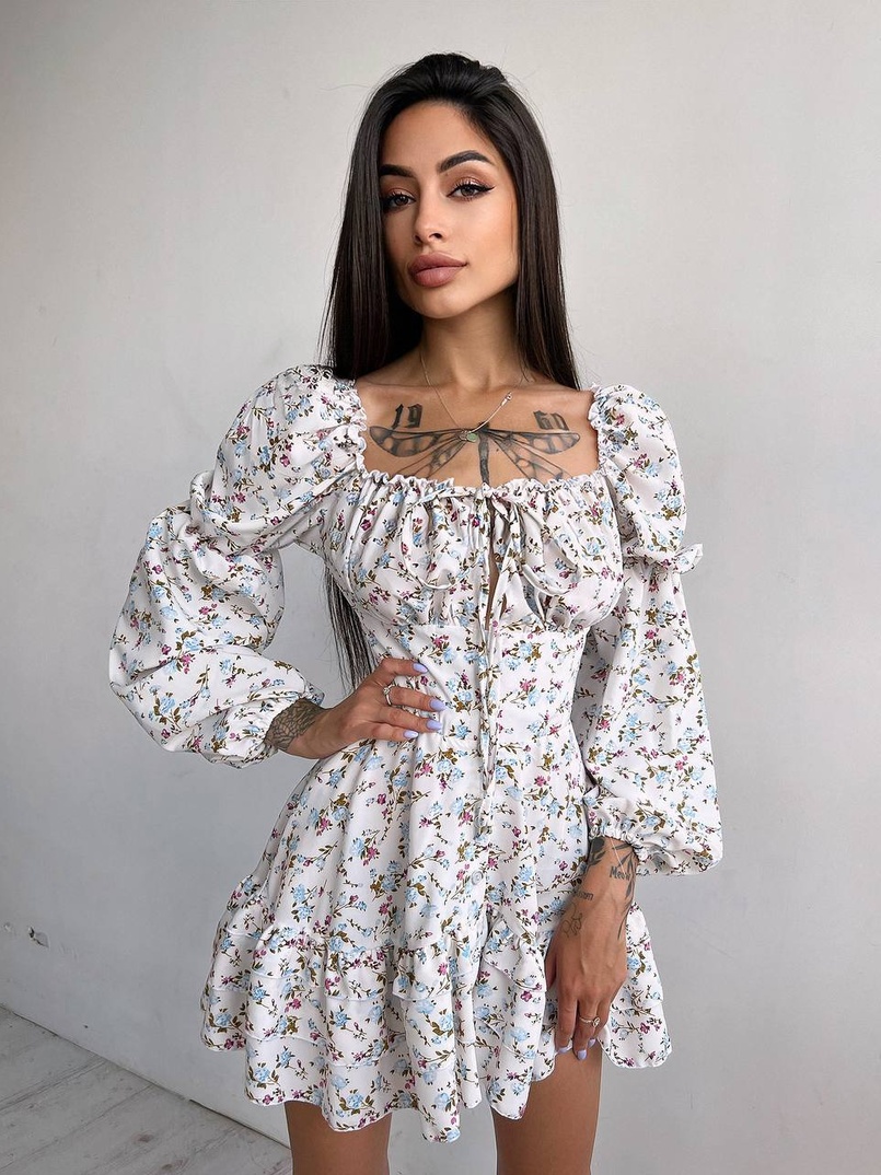 Квіткова сукня на ґудзиках з воланами Квіткова сукня на ґудзиках з воланами | PUSHKA SHOP