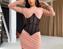 Трикотажное платье в комплекте с утягивающим корсетом Трикотажное платье в комплекте с утягивающим корсетом | PUSHKA SHOP