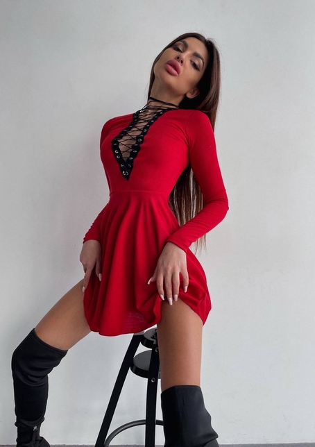 Сукня міні зі шнурівкою  | PUSHKA SHOP