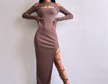 Трикотажна сукня з зав’язкою на ніжку   | PUSHKA SHOP