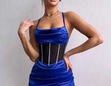 Комплект: корсет, декорований стразами + спідниця міні з драпіруванням   | PUSHKA SHOP