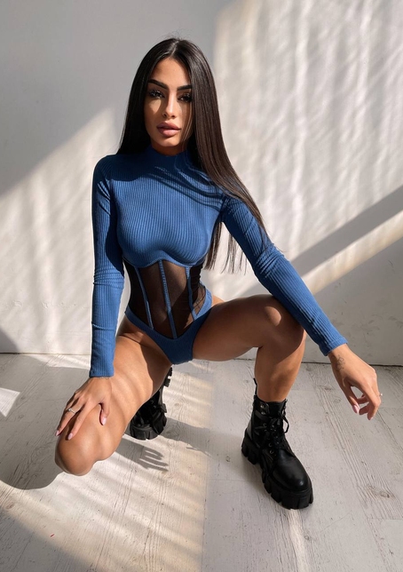 Трикотажне боді з сітчастою вставкою | PUSHKA SHOP