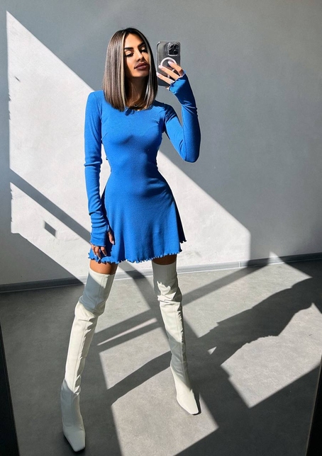 Трикотажна сукня міні  зі шнурівкою на спинці    | PUSHKA SHOP