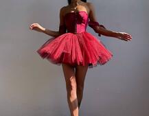 Атласна корсетна сукня міні з гачками та пишною фатиновою спідницею  | PUSHKA SHOP