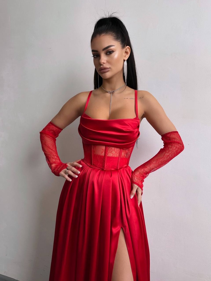 Атласний комплект: корсет + спідниця максі  | PUSHKA SHOP