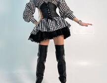 Хлопковое платье в клетку с подъюбником  и корсетом из эко-кожи | PUSHKA SHOP