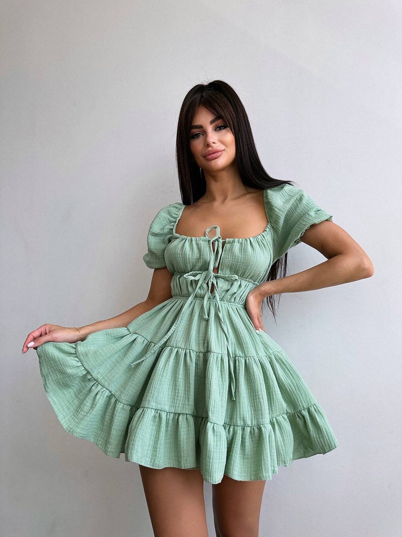 Муслінова сукня з рюшами   | PUSHKA SHOP