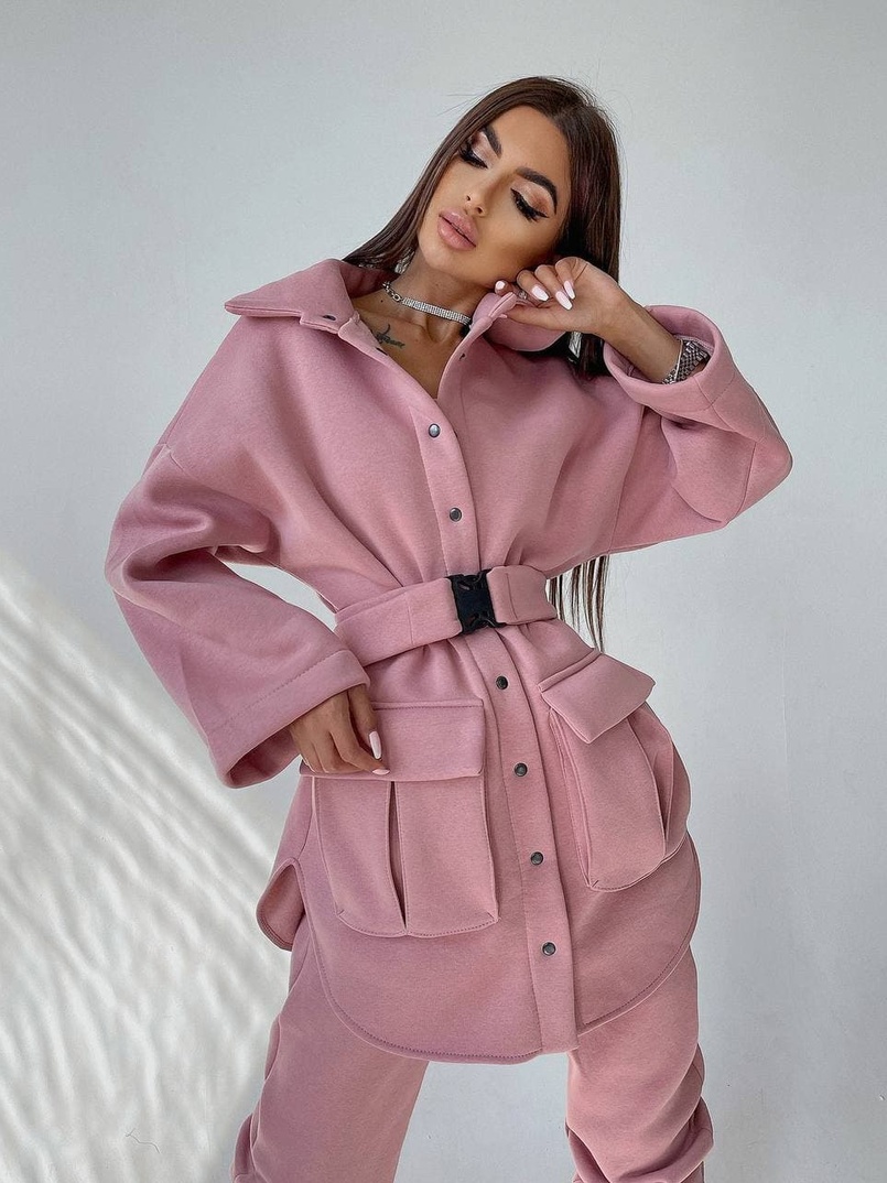 Комплект: тёплая рубашка на кнопках + джоггеры  | PUSHKA SHOP