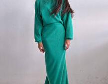 Костюм із теплого трикотажу-рубчика: светр + спідниця | PUSHKA SHOP