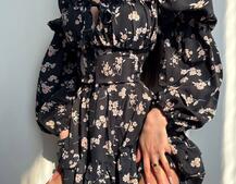 Квіткова сукня з воланами та шнуровкою по спинці | PUSHKA SHOP