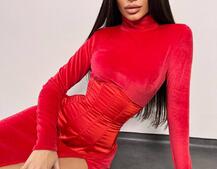 Оксамитова сукня міді з розрізом + атласний корсет Оксамитова сукня міді з розрізом + атласний корсет | PUSHKA SHOP