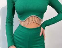 Комплект : штани кльош і топ , декорований бахромою зі страз Ручна робота | PUSHKA SHOP