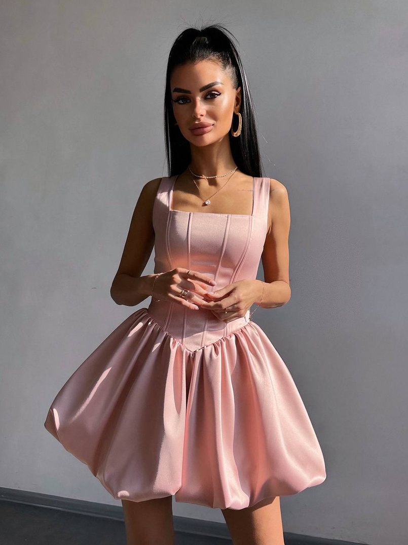 Атласна корсетна сукня міні  | PUSHKA SHOP