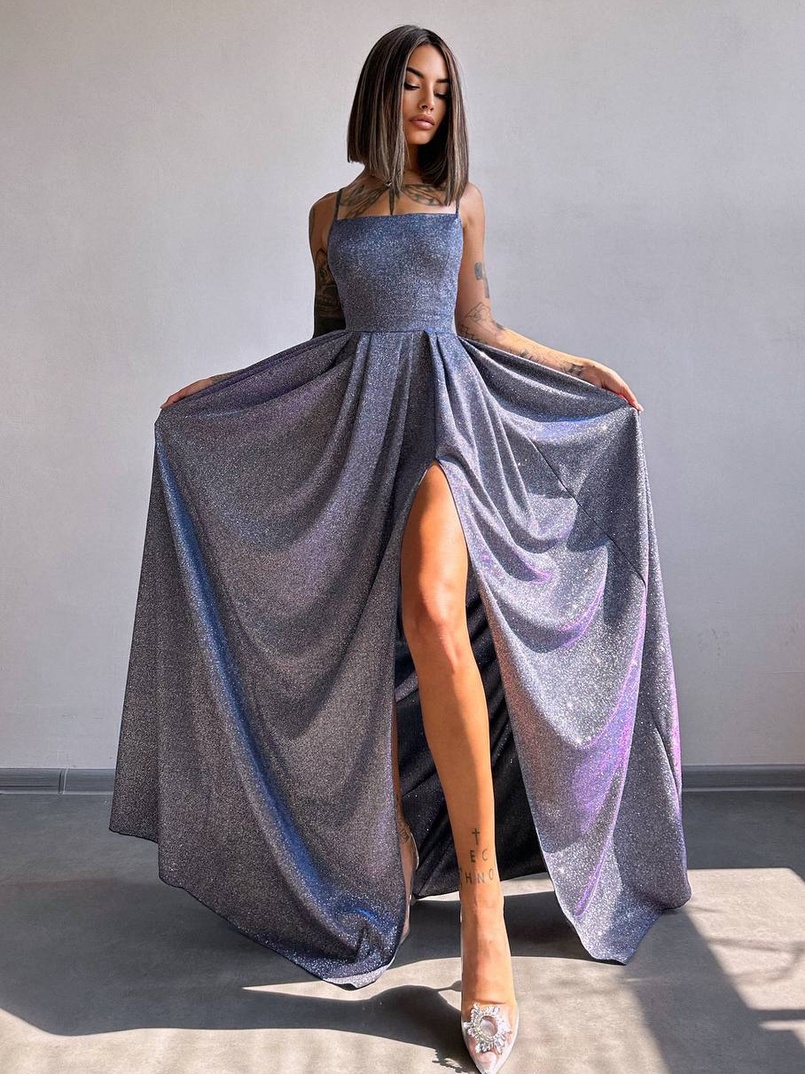 Сяюча сукня максі  зі шнурівкою на спинці | PUSHKA SHOP