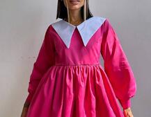 Котонова сукня з комірцем + бант  | PUSHKA SHOP