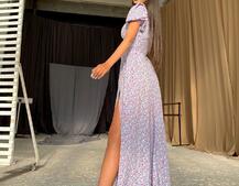 Цветочное платье макси с разрезом  | PUSHKA SHOP