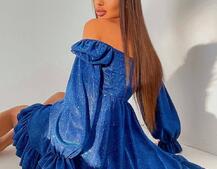 Блискуча сукня з оборками та чашками з ефектом push up | PUSHKA SHOP