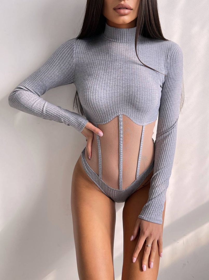 Трикотажне боді з сітчастою вставкою | PUSHKA SHOP