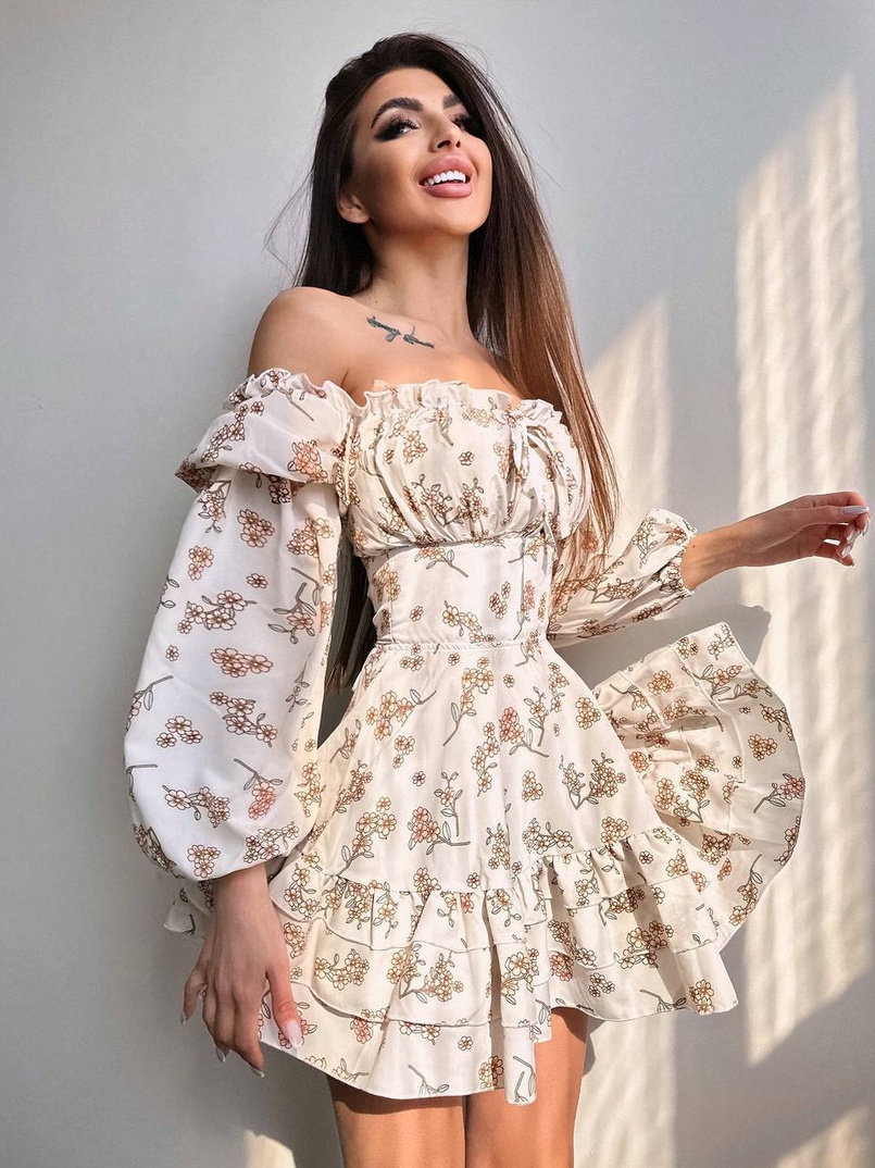 Квіткова сукня з воланами та шнуровкою по спинці | PUSHKA SHOP