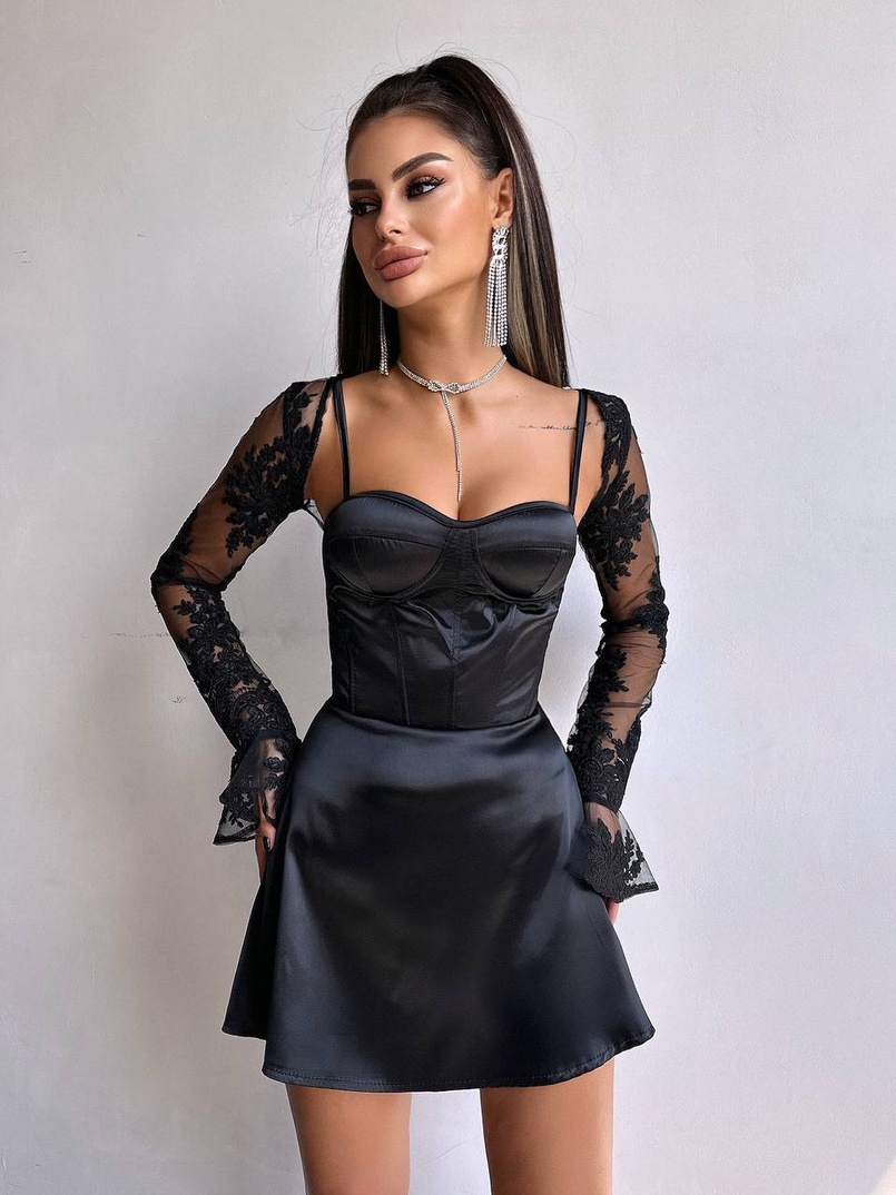 Атласна корсетна сукня-бюстьє + мереживне болеро | PUSHKA SHOP