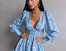 Сукня міні з пишною спідницею та драпіруванням на талії | PUSHKA SHOP