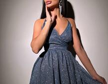 Блискуча сукня з пишною спідницею та шнурівкою на спинці | PUSHKA SHOP