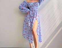 Сукня міді з квітковим принтом  | PUSHKA SHOP