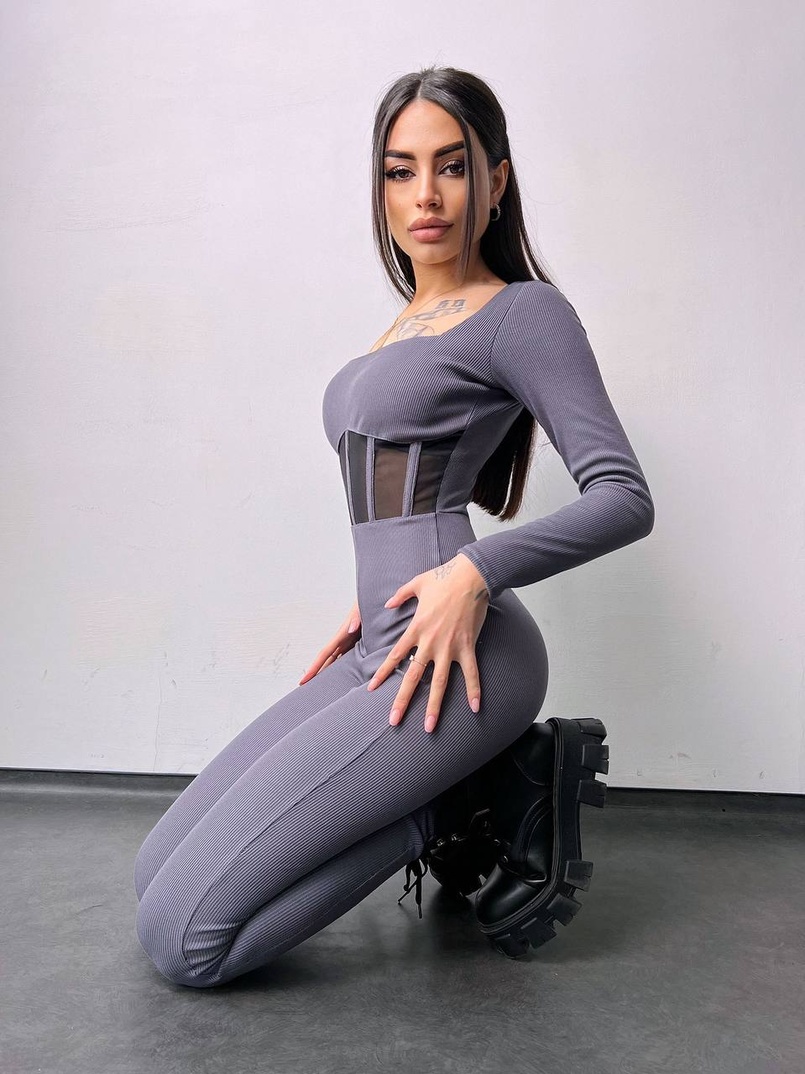 Облягаючий трикотажний комбінезон з елементами корсету  | PUSHKA SHOP