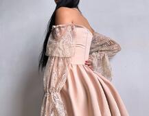 Сукня з корсетом декорована мереживом  | PUSHKA SHOP