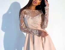 Платье с кружевным верхом и пышной юбкой в складу | PUSHKA SHOP