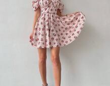 Платье с завязками на груди в цветочный принт | PUSHKA SHOP