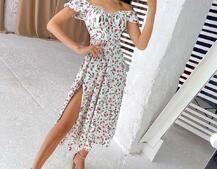 Летнее цветочное платье-миди с завязками на груди  Летнее цветочное платье-миди с завязками на груди  | PUSHKA SHOP