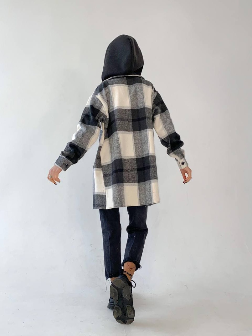 Кашемировая рубашка в клетку с капюшоном Кашемировая рубашка в клетку с капюшоном | PUSHKA SHOP