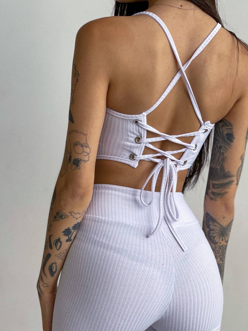 Трикотажный комплект: корсетный топ на косточках + леггинсы | PUSHKA SHOP