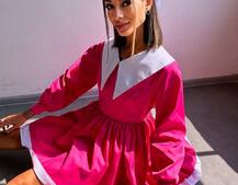 Котонова сукня з комірцем + бант  | PUSHKA SHOP