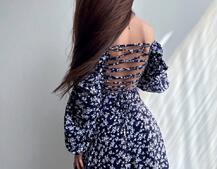 Квіткова сукня-міді зі шнурівкою на спинці та розрізом на ніжці | PUSHKA SHOP