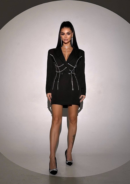 Сукня-піджак, декорована стразами  Ручна робота  | PUSHKA SHOP