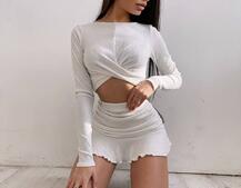 Трикотажный комплект: топ + юбка со сборкой   | PUSHKA SHOP