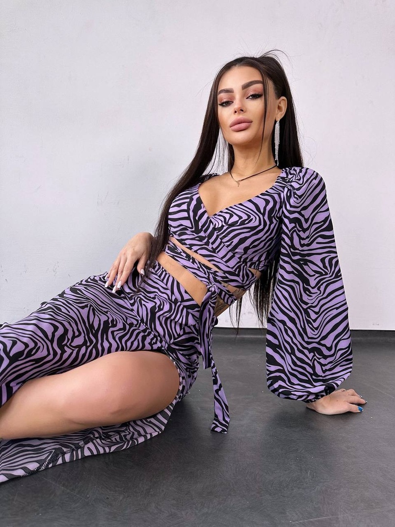 Комплект: топ із зав'язками на талії + спідниця міді з розрізом | PUSHKA SHOP