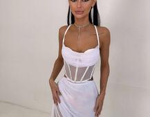 Комплект: корсет декорований стразами + спідниця максі  | PUSHKA SHOP