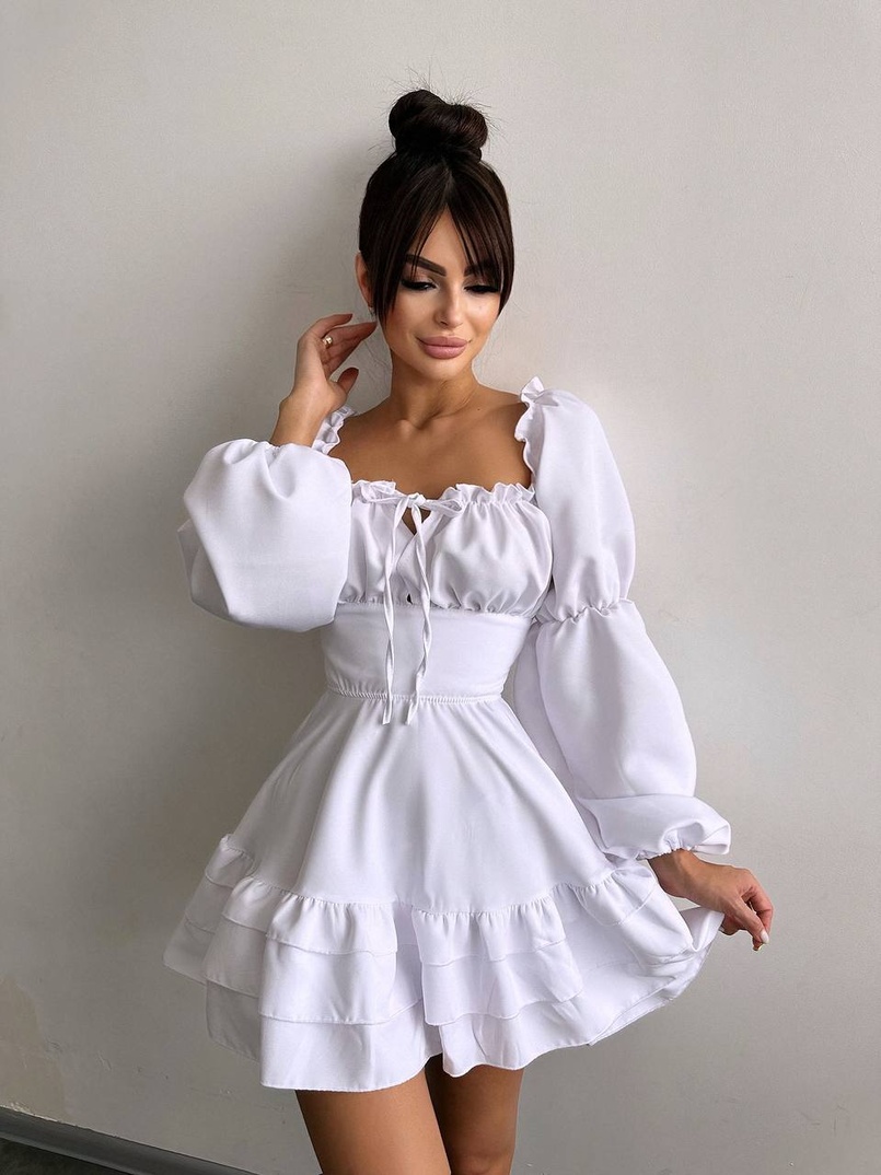 Сукня з воланами та шнурівкою  по спинці | PUSHKA SHOP