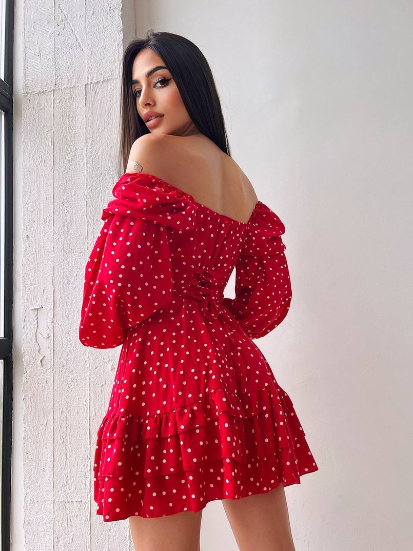 Сукня в горошок на ґудзиках з воланами Сукня в горошок на ґудзиках з воланами | PUSHKA SHOP