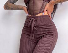 Трикотажный комплект: корсетный топ на косточках + леггинсы | PUSHKA SHOP