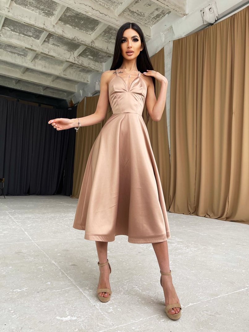 Платье-миди с корсетным верхом  | PUSHKA SHOP