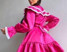 Котонова сукня декорована мереживом    | PUSHKA SHOP